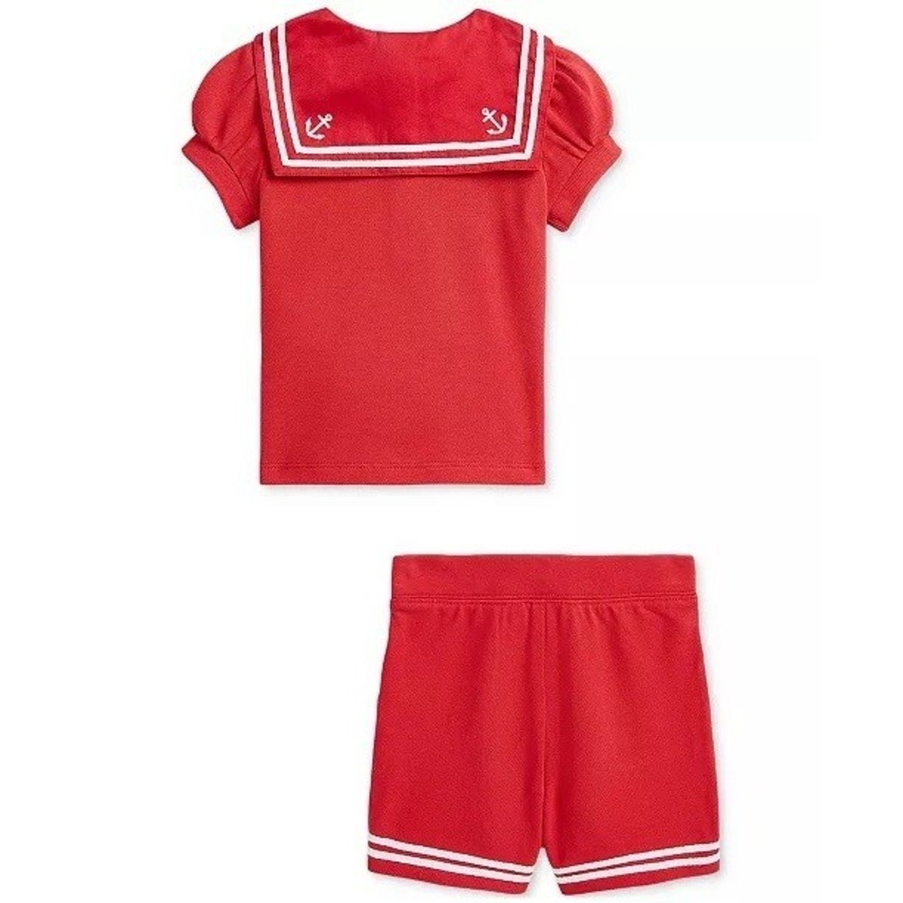 Ralph Lauren Baby Girl Sailor Short Set 3M NWT Red Nautical 2-Piece Outfit - Picture 2 of 8